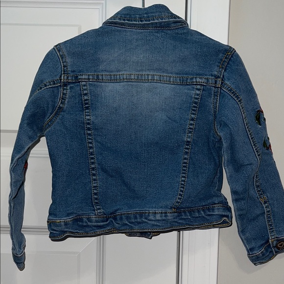 Kids Blue Jean Jacket with Red Floral Design - Embroidered Red Roses - Picture 5 of 5